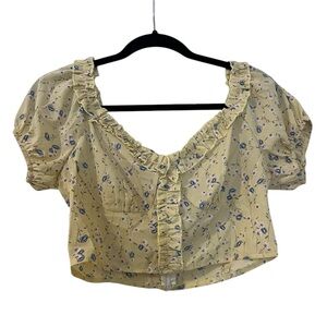 Yellow Floral Crop Top☀️